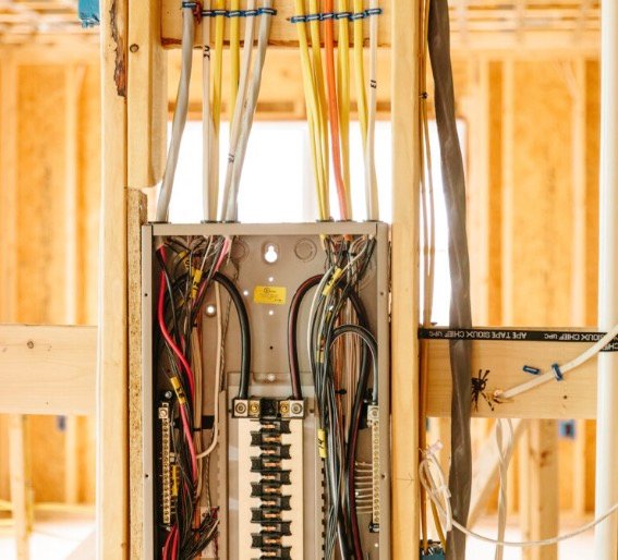 Electrical panel and wiring during home rough-in
