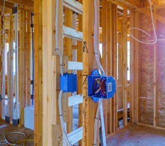 Electrical rough-in work inside framed walls