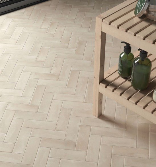 Herringbone tile flooring layout